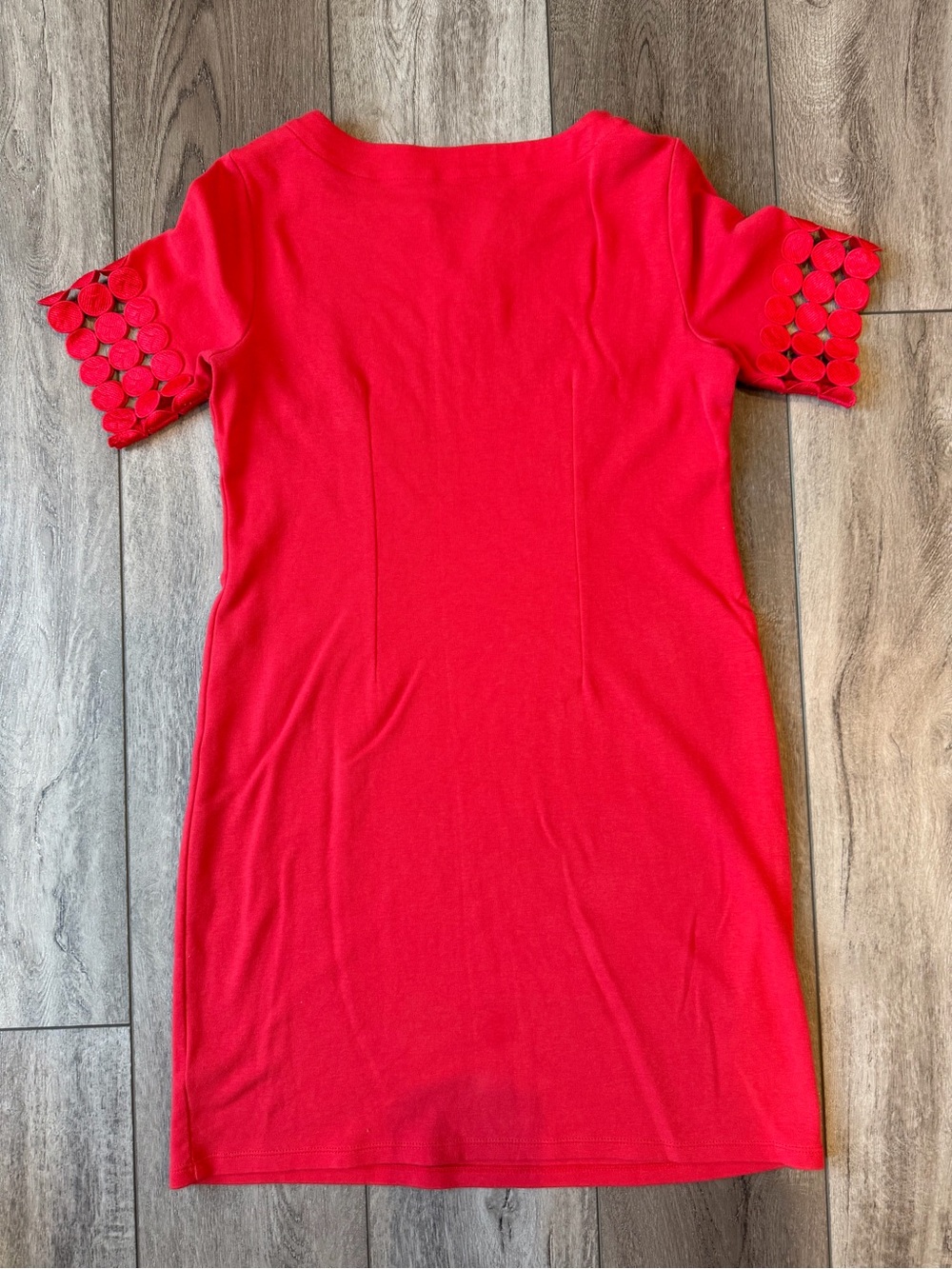 Talbots- Red Midi 100% CottonDress with Lace-Clip Sleeve Detail-Preppy Tailgate - Picture 8 of 8